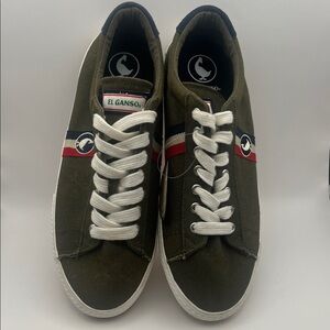 NWT EL GANSO Classic Kaki Canvas Handball Men's Green Canvas Sneakers Size 41